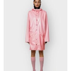 🆕 RAINS LARGE LONG JACKET PINK SKY NWT